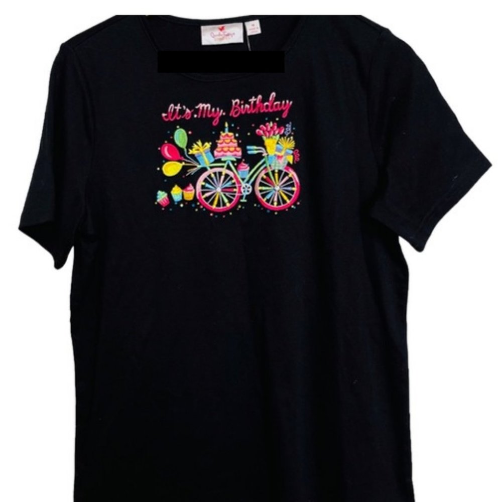 Quacker Factory Embroidered “It’s My Birthday” Short Sleeve Tee - NWT!!!